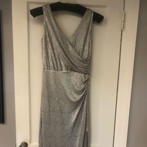 Lauren Sleeveless Metallic Ruched Gown
